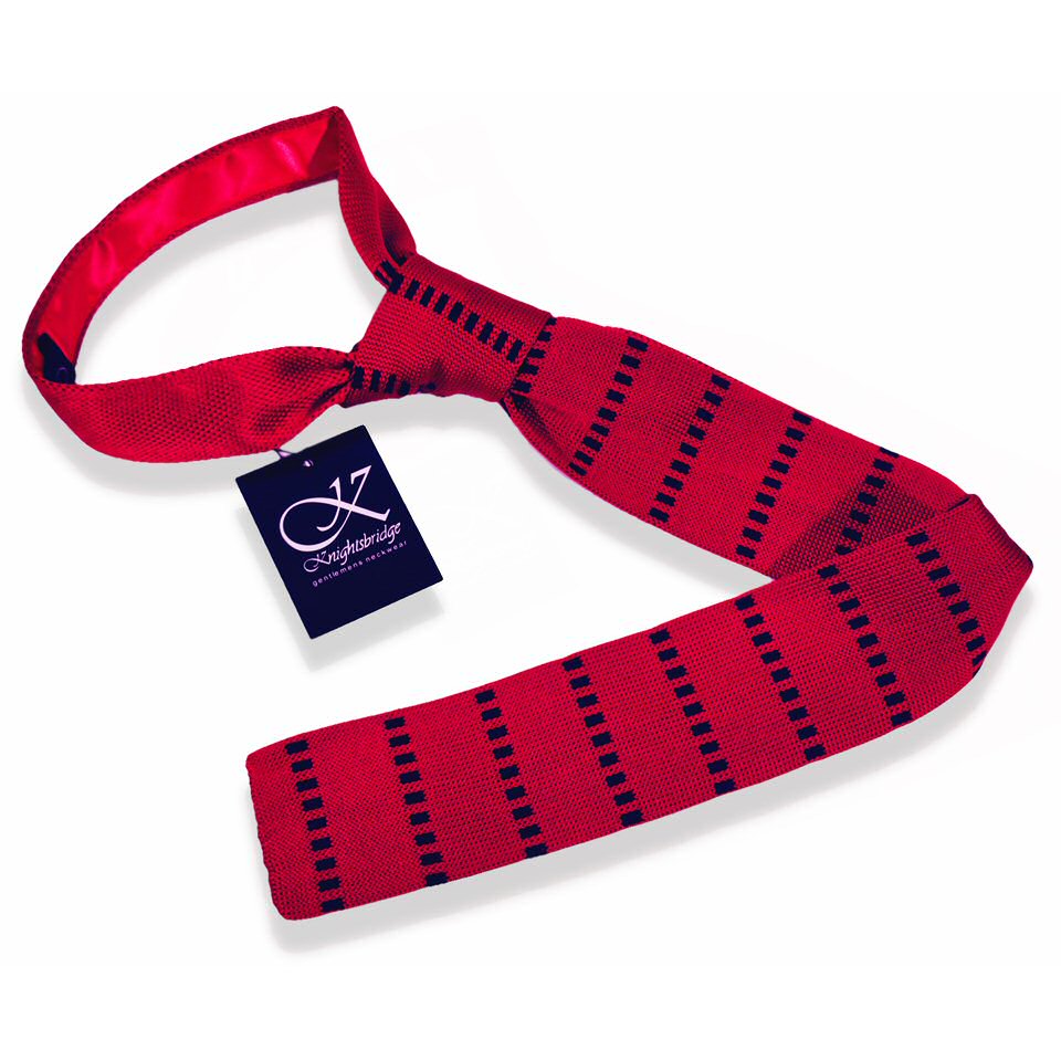 Knightsbridge Mod 60's Retro Dash Stripe Slim Square End Knitted Silk